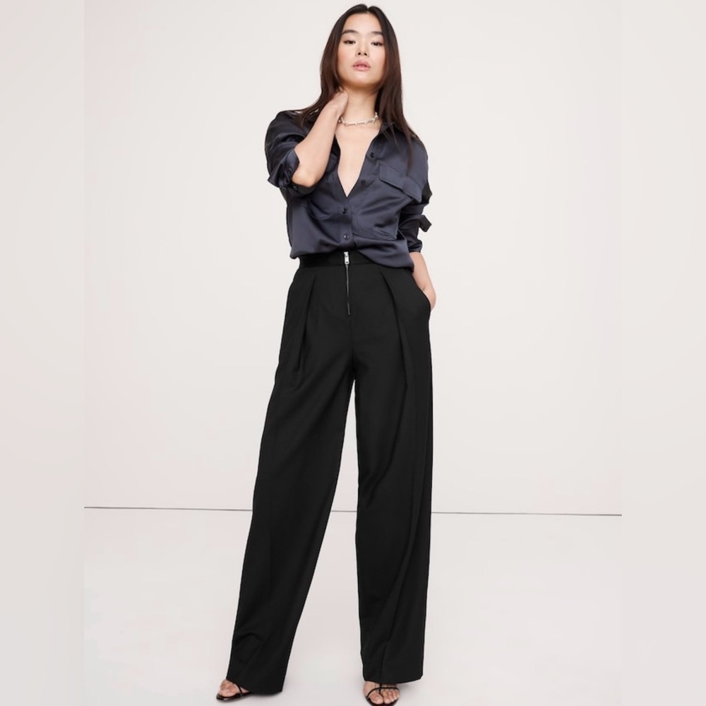 NWT Banana Republic High Rise Wide Leg Tuxedo Pants Sz 4.